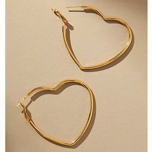 NEW~ Anthropologie Heart Hoop Earrings